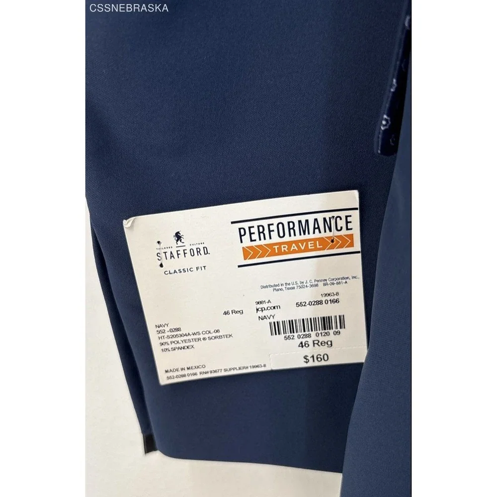 Stafford Navy Performans Travel Classic Fit - Size 42R‎